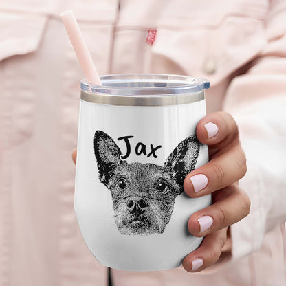 Custom Wine Tumbler With Pet Photo