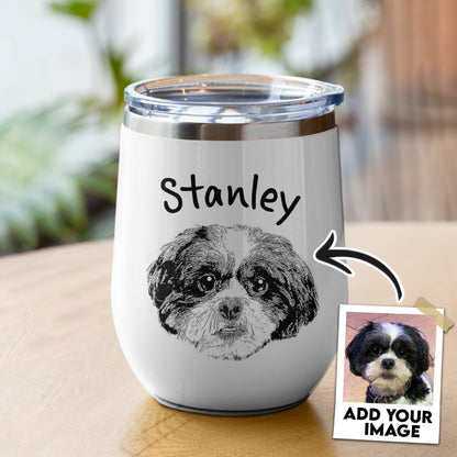 Custom Wine Tumbler With Pet Photo