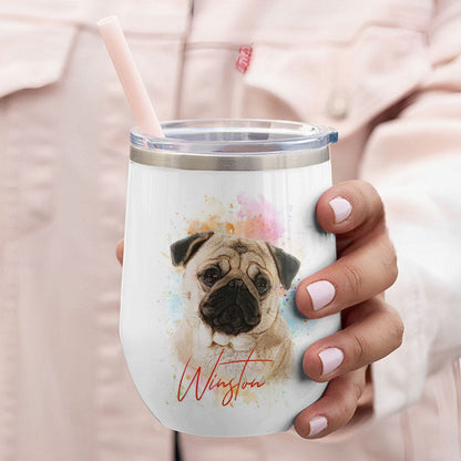 Custom Wine Tumbler With Pet Photo