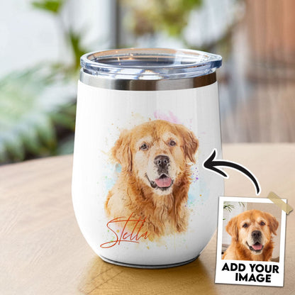 Custom Wine Tumbler With Pet Photo