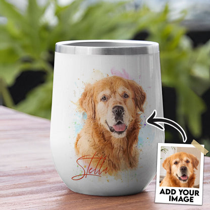 Custom Wine Tumbler With Pet Photo