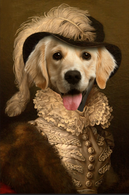 The Dame Custom Pet Portrait Canvas - Noble Pawtrait