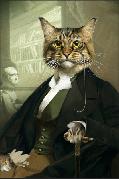 The Professor Custom Pet Portrait Digital Download - Noble Pawtrait