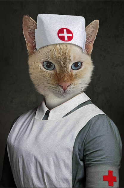 The Nurse Custom Pet Portrait Canvas - Noble Pawtrait