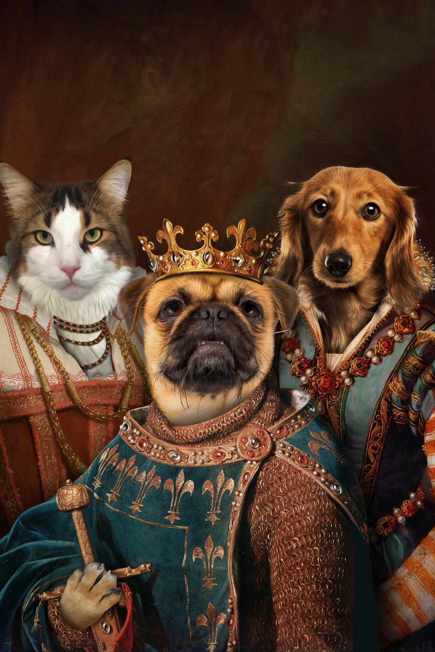 The Legend Trio Custom Pet Portrait Poster - Noble Pawtrait
