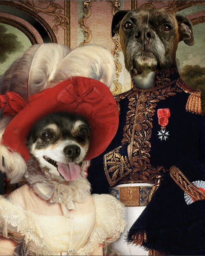 The Royal Couple Custom Pet Portrait Canvas - Noble Pawtrait