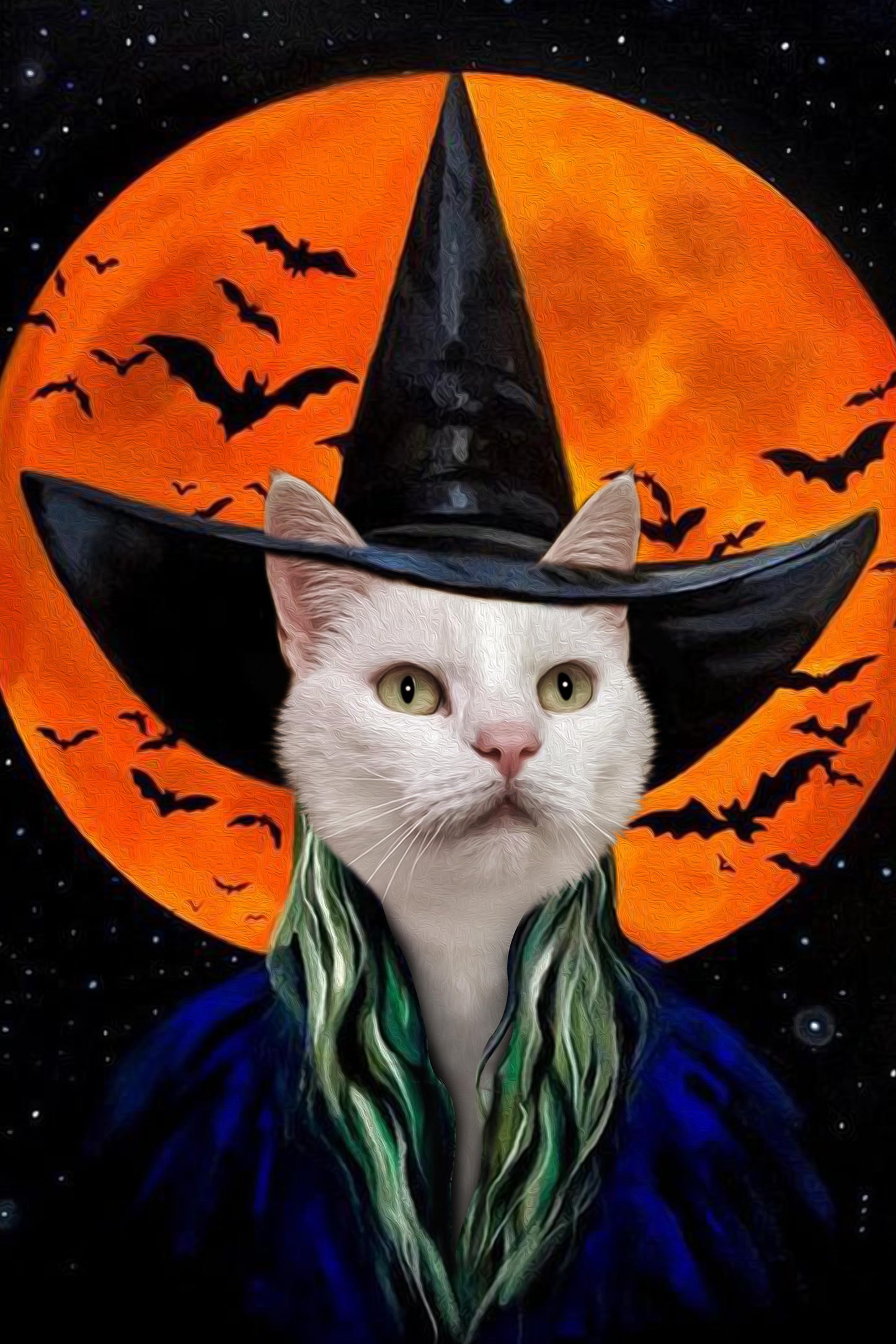 The Bloodmoon Witch Custom Pet Portrait Digital Download - Noble Pawtrait