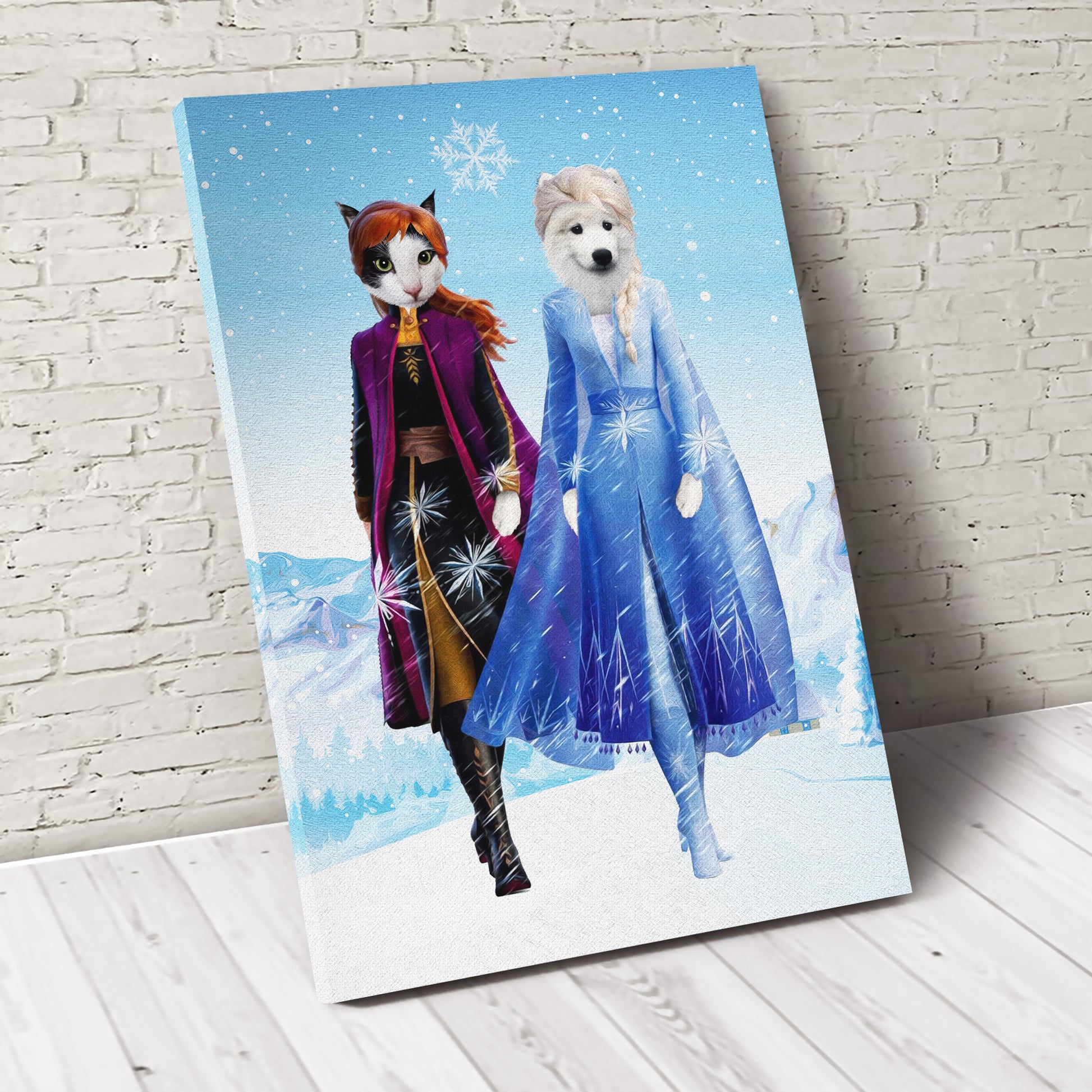 The Frozen Sister Custom Pet Portrait Canvas - Noble Pawtrait