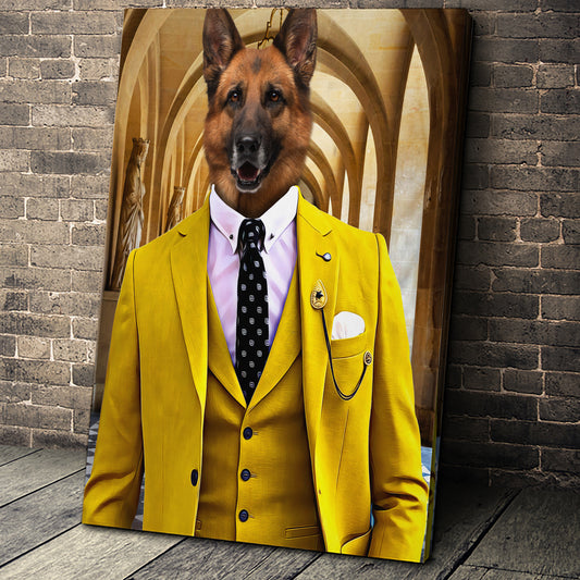 The Yellow Suit Custom Pet Portrait Digital Download - Noble Pawtrait